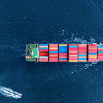 Aerial view of a cargo ship